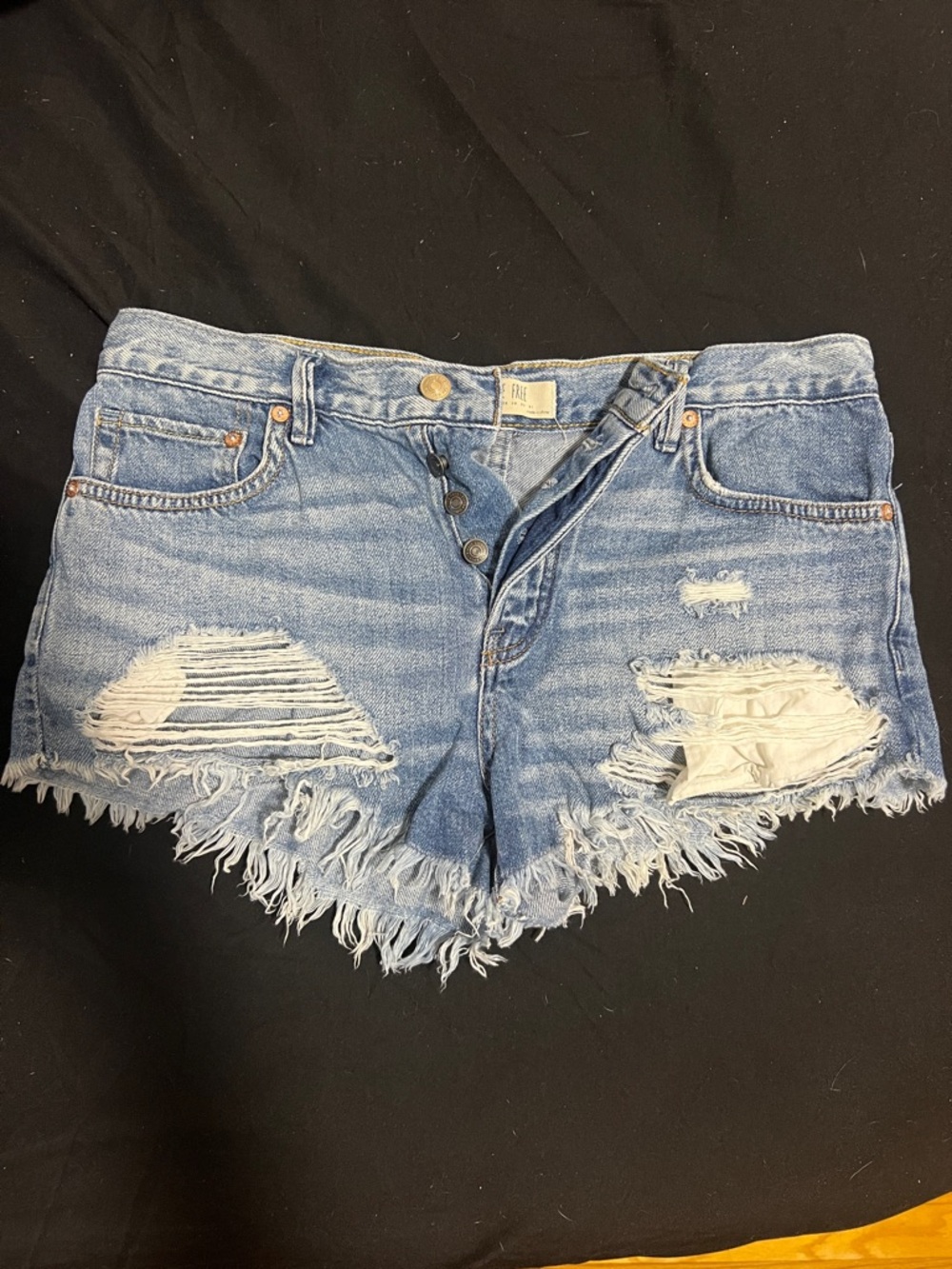 Free People Light Blue Distressed Denim Cutoff Shorts